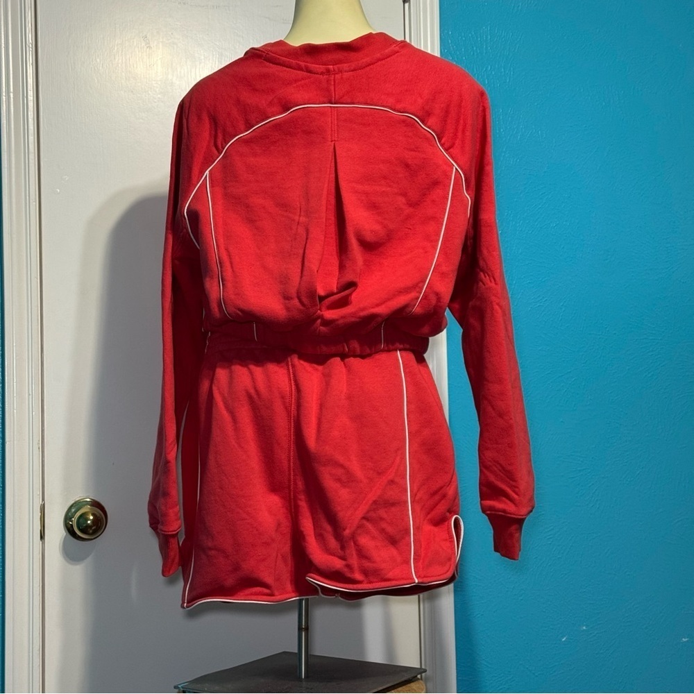 FREE PEOPLE FP Movement Seeing Double Red Sweatshirt and Shorts Set Medium NWT - Picture 4 of 16